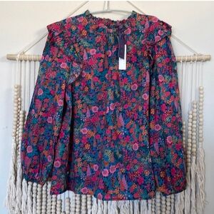 Liberty of London Pink and Blue Floral Blouse Jcrew Collab